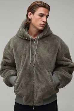 Blouson Bomber Réversible Surdimensionné À Casynthétiqueche En Synthétique Et Synthétiquecuir