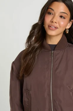 Blouson Bomber Satiné À Épaulettes Structurées