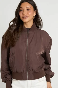Blouson Bomber Satiné À Épaulettes Structurées