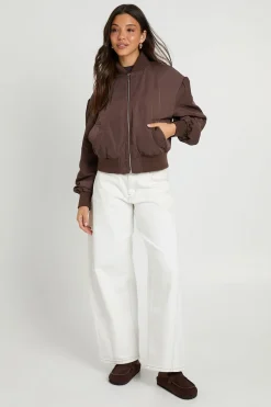 Blouson Bomber Satiné À Épaulettes Structurées