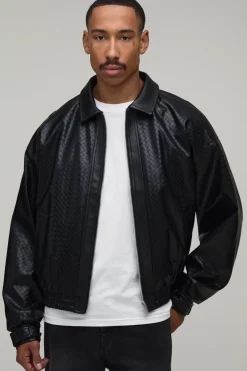 boohooMAN Blouson Bomber Surdimensionné En SYNTHÉTIQUE Aspect Tissé Coupe Boxy<Homme Manteaux Et Vestes