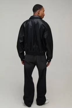 boohooMAN Blouson Bomber Surdimensionné En SYNTHÉTIQUE Aspect Tissé Coupe Boxy<Homme Manteaux Et Vestes