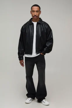 boohooMAN Blouson Bomber Surdimensionné En SYNTHÉTIQUE Aspect Tissé Coupe Boxy<Homme Manteaux Et Vestes