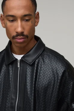 boohooMAN Blouson Bomber Surdimensionné En SYNTHÉTIQUE Aspect Tissé Coupe Boxy<Homme Manteaux Et Vestes