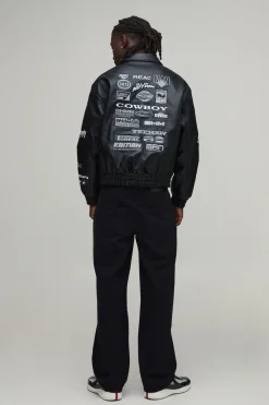 Blouson Bomber Varsity Coupe Ample En Synthétique Avec Badge Appliqué Rodéo Tonal