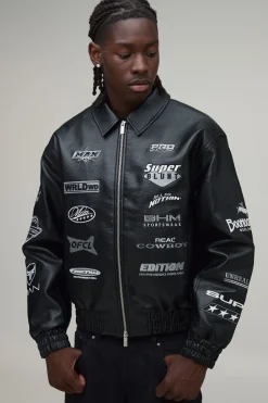Blouson Bomber Varsity Coupe Ample En Synthétique Avec Badge Appliqué Rodéo Tonal