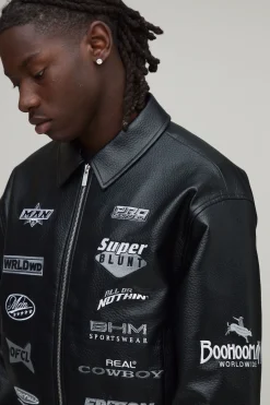 Blouson Bomber Varsity Coupe Ample En Synthétique Avec Badge Appliqué Rodéo Tonal
