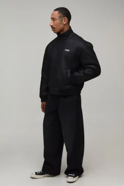 Blouson Harrington Borg À Col Contrastant Et Col Montant Coupe Regular