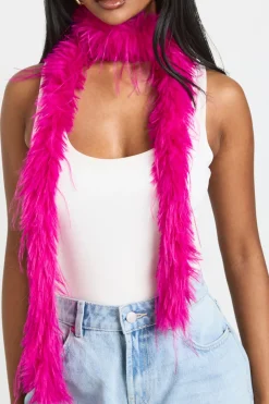 Boa En Fausses Plumes Rose