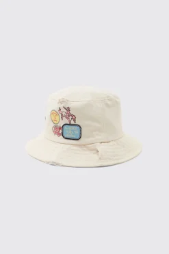 boohooMAN Bob Imprimé Avec Patchs Appliqués<Homme Chapeaux, Gants Et Écharpes