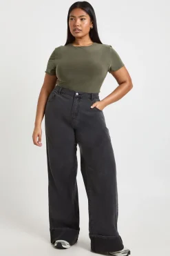 boohoo Body Ajusté en Jersey Double Épaisseur Grande Taille<Femme Tops