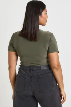 boohoo Body Ajusté en Jersey Double Épaisseur Grande Taille<Femme Tops