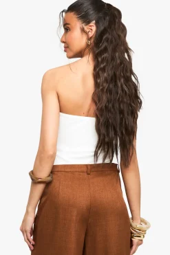 boohoo Body Bandeau À Double Couche En Tissu Slinky Avec Détail De Bordure<Femme Tops