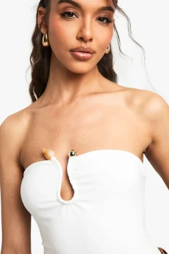 boohoo Body Bandeau À Double Couche En Tissu Slinky Avec Détail De Bordure<Femme Tops