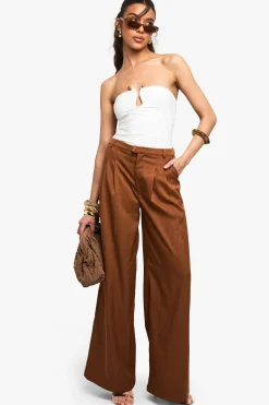 boohoo Body Bandeau À Double Couche En Tissu Slinky Avec Détail De Bordure<Femme Tops