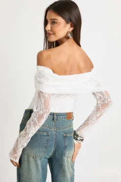 Body Bardot avec détail nœud en dentelle