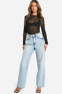 boohoo Body basique en mesh à manches longues<Femme Basiques|Tops