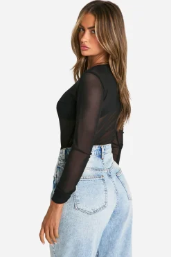 boohoo Body basique en mesh à manches longues<Femme Basiques|Tops