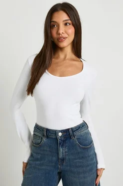 boohoo Body basique à manches longues avec décolleté échancré<Femme Basiques|Tops