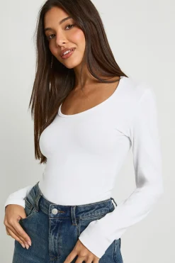 boohoo Body basique à manches longues avec décolleté échancré<Femme Basiques|Tops