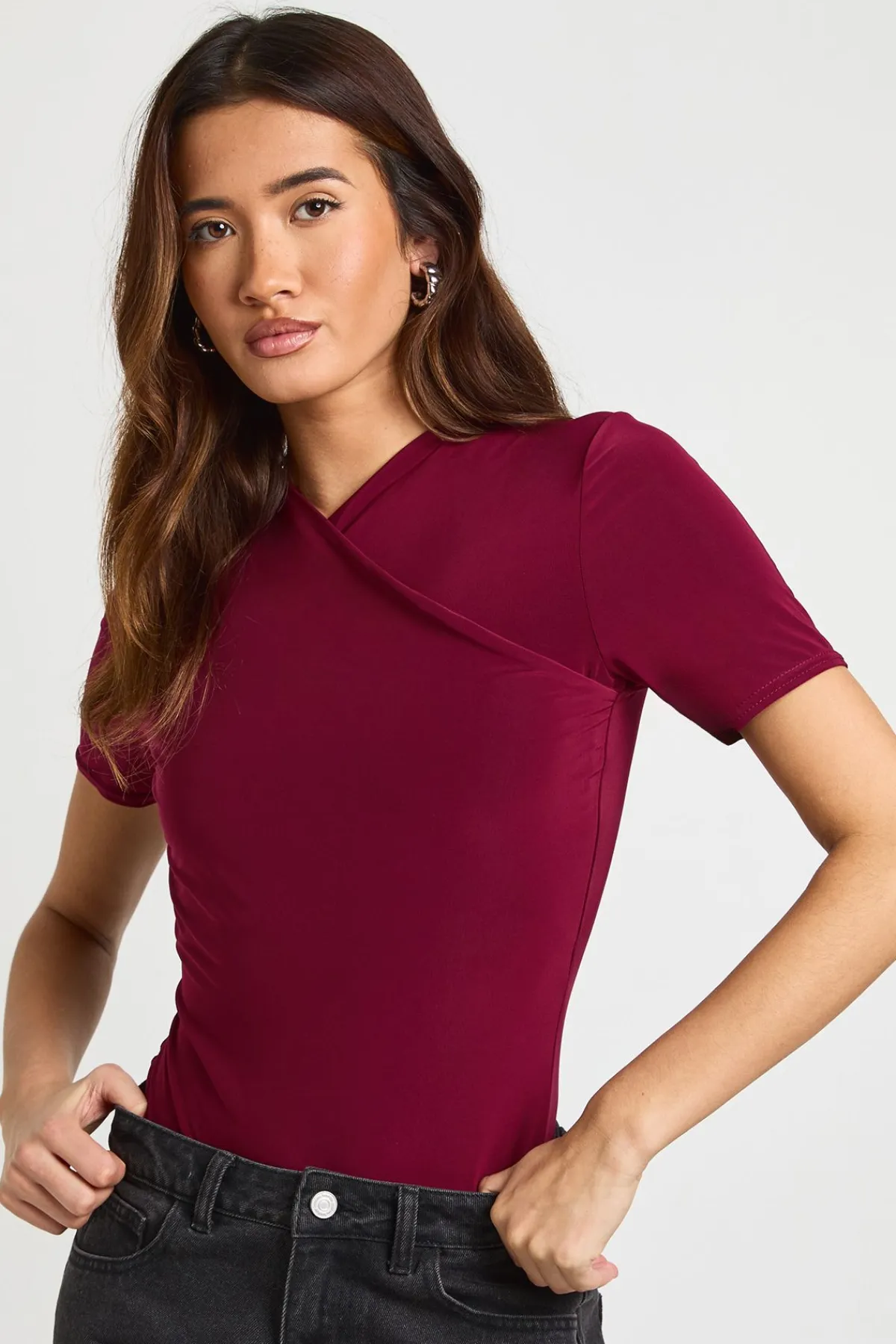 boohoo Body Cache-Cœur en Maille Satinée Mat<Femme Tops