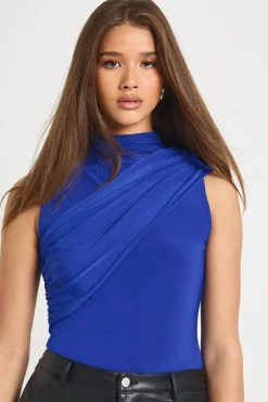 boohoo Body Col Montant À Manches Drapées<Femme Tops