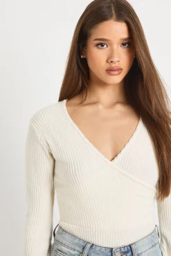 Body Côtelé Brossé Doux À Encolure En V