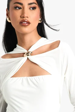 boohoo Body à double couche avec détail de garniture slinky et découpe<Femme Tops