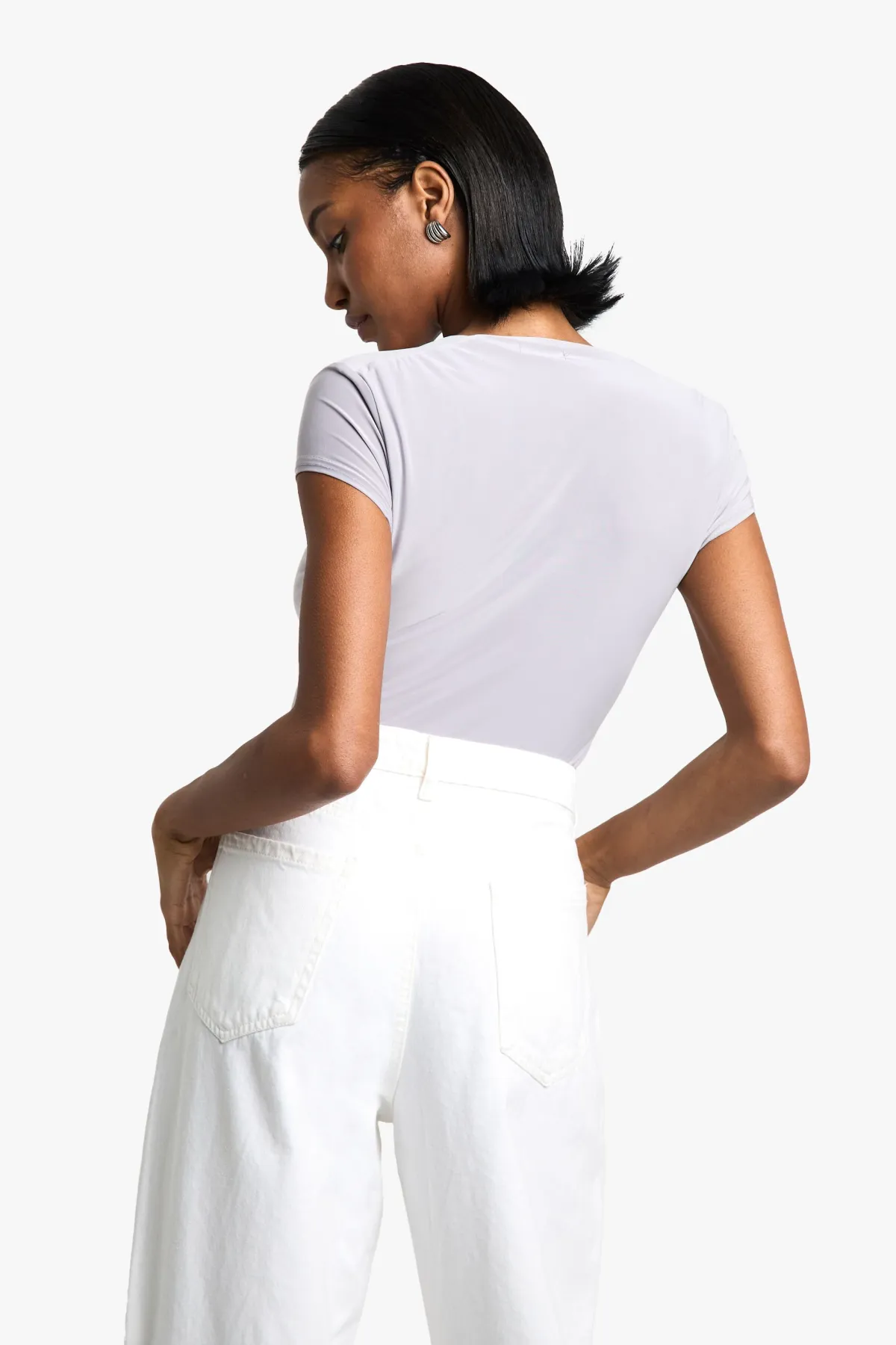 boohoo Body double couche Slinky à encolure carrée et manches courtes<Femme Tops