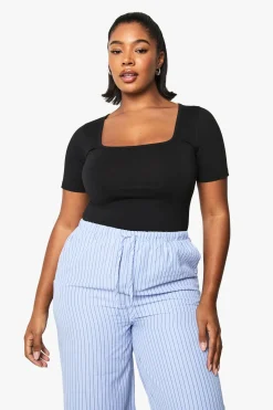 boohoo Body en coton grande taille à encolure carrée<Femme Tops