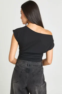 boohoo Body En Crêpe À Encolure Asymétrique Et Drapé<Femme Tops