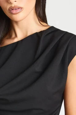 boohoo Body En Crêpe À Encolure Asymétrique Et Drapé<Femme Tops