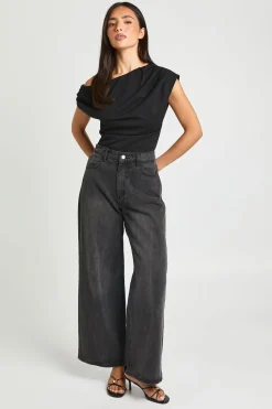 boohoo Body En Crêpe À Encolure Asymétrique Et Drapé<Femme Tops