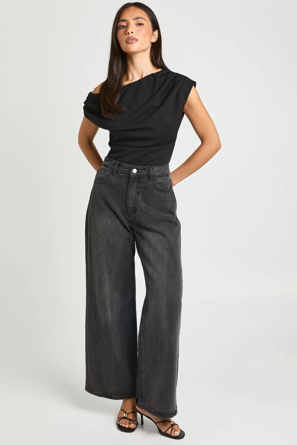boohoo Body En Crêpe À Encolure Asymétrique Et Drapé<Femme Tops