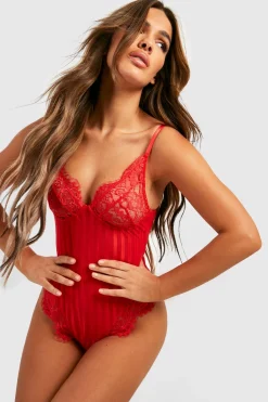 boohoo Body en dentelle cils et mesh à rayures<Femme Lingerie Et Sous-Vêtements|Satin Et Dentelle