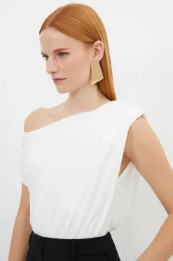 KarenMillen Body en jersey crêpe asymétrique<Femme Tops