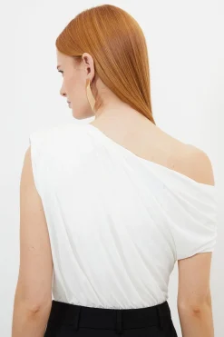 KarenMillen Body en jersey crêpe asymétrique<Femme Tops