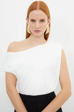 KarenMillen Body en jersey crêpe asymétrique<Femme Tops