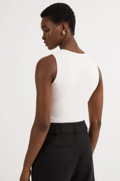 Body en jersey de coton extensible à encolure plongeante