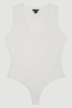Body en jersey de coton extensible à encolure plongeante