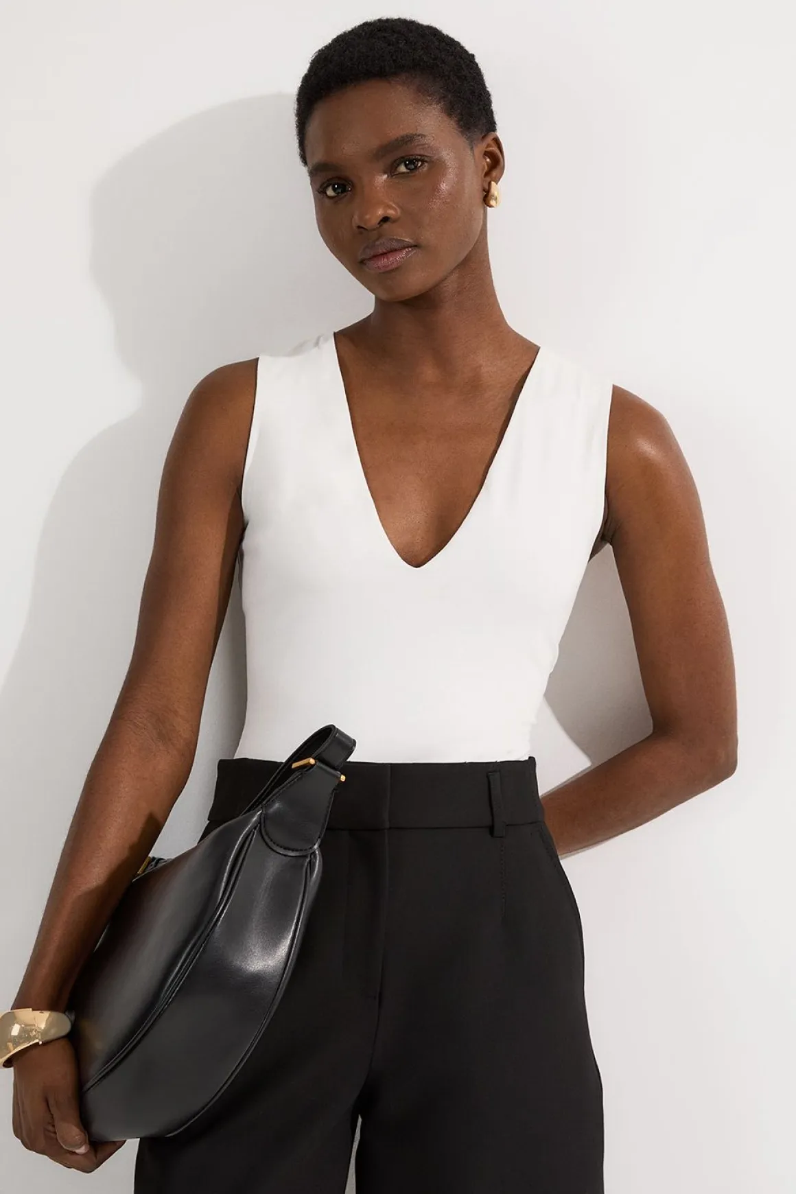 Body en jersey de coton extensible à encolure plongeante