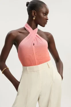 KarenMillen Body en jersey en maille ombrée Sunset à encolure halter croisée<Femme Tops D’Automne|Tops