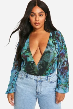 Body en maille à imprimé animal wrap – Grande taille