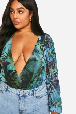 Body en maille à imprimé animal wrap – Grande taille