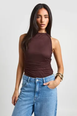 Body En Mesh Avec Détail Dos Croisé