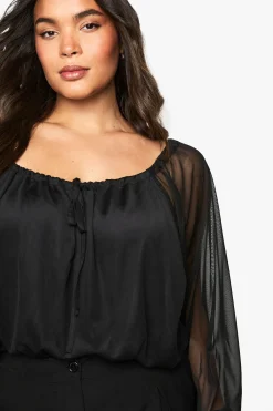 boohoo Body en résille à nouer sur le devant et décolleté œil-de-perdrix<Femme Tops