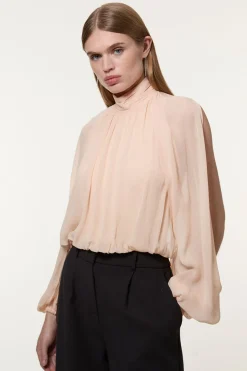 Body en viscose géorgette Cady à insert de dentelle