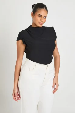 boohoo Body Froncé Grande Taille Avec Encolure Montante<Femme Tops