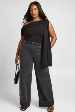 Body Grande Taille Avec Détail Drapé Épaules Dénudées