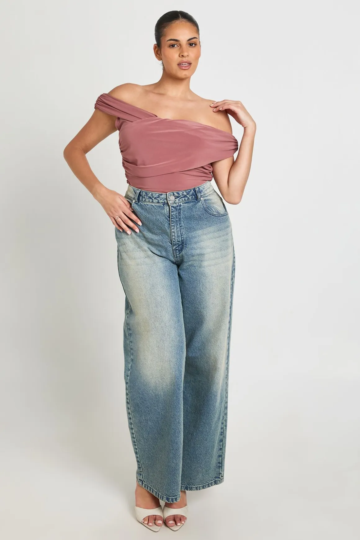 Body Grande Taille Bardot Avec Détail Torsadé